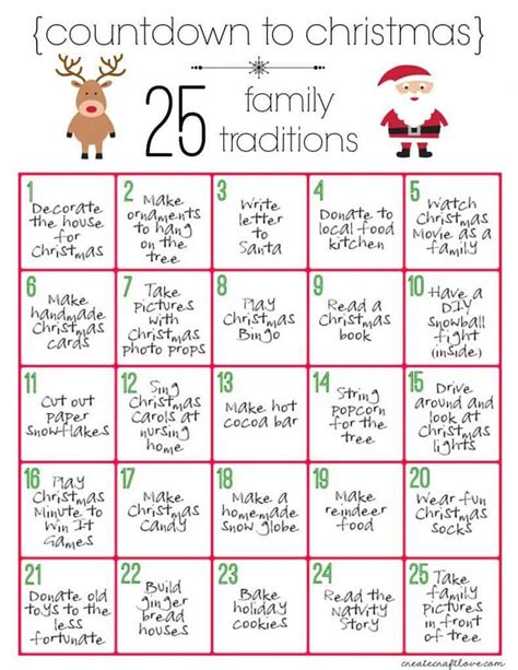 a printable christmas calendar with santa and reindeers on the front ...