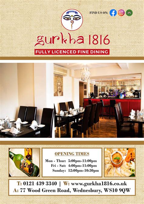 Gurkha 1816 Indian cuisine Wednesbury Wednesbury's full menu online