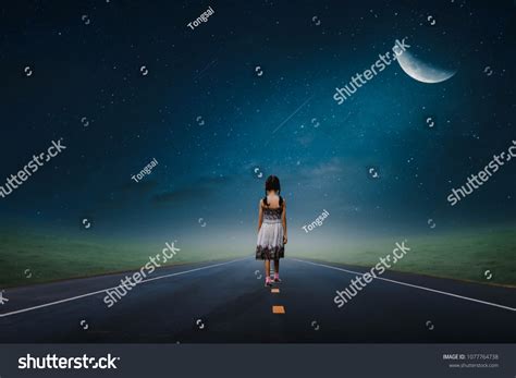 Little Girl Walking Alone On Street Stock Photo 1077764738 | Shutterstock