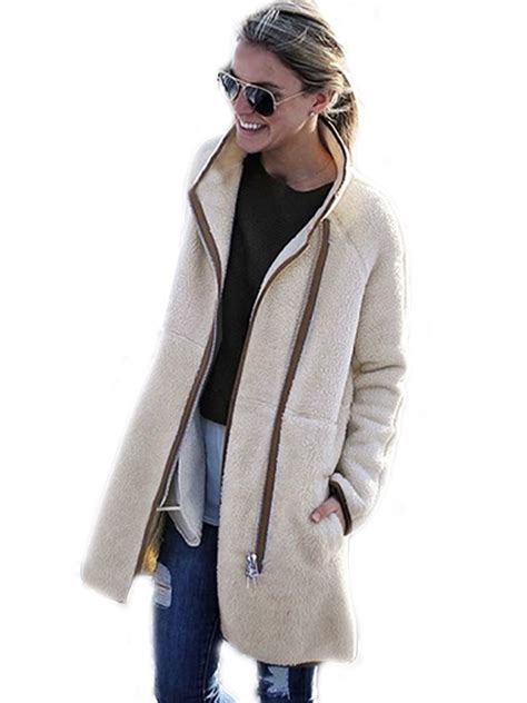 Wodstyle - Women Winter Fluffy Fleece Jacket Coat Cardigans Ladies ...