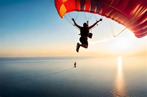 Premium AI Image | A man is flying a paraglider in the sky