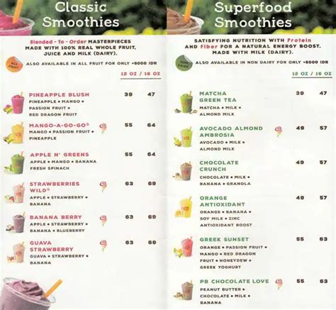 Jamba Juice Menu, Menu for Jamba Juice, Tanjung Duren, Jakarta - Zomato ...