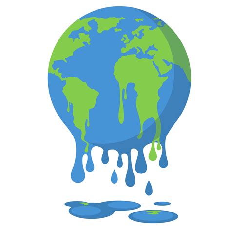 Global warming, climate change - world illustration, Graphic illustration of a melting earth ...