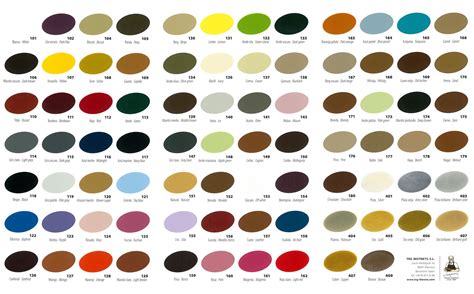 Color Chart for Leather Dye