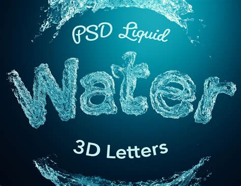 PSD Liquid Water 3D Letters - GK Mockups Store