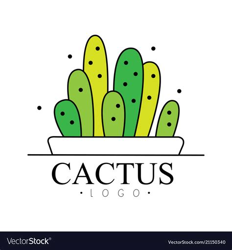 Cactus logo design green badge with plants Vector Image