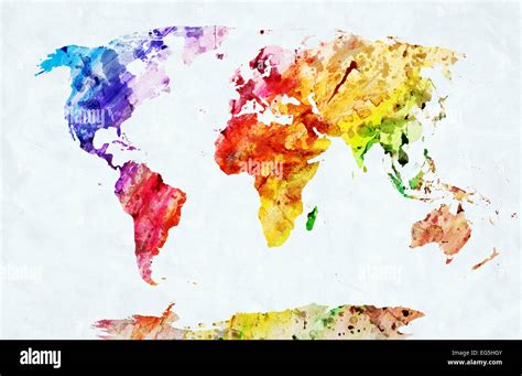 Watercolor World Map Desktop Wallpaper