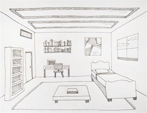 Drawing a Room Using One-Point Perspective