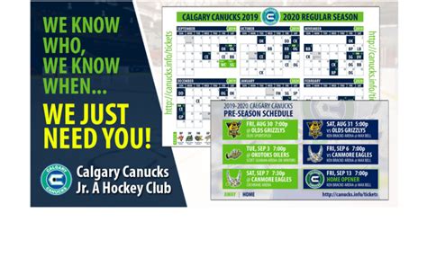 Canucks 2019-2020 Schedule | Calgary Canucks - Over 50 Years of Junior Hockey Excellence