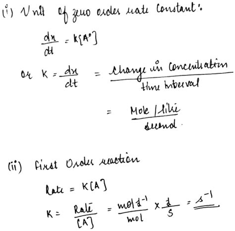 What is the unit of rate constant for first order reaction