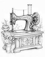 Antique Sewing Machine Coloring Pages  Premium AI Generated Image sketch template