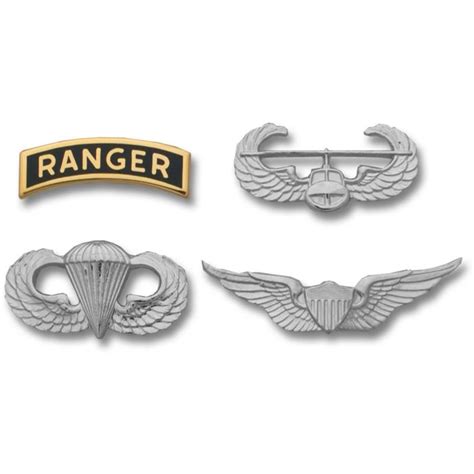 Army Miniature Skill & Combat Badges, mirror-like finish