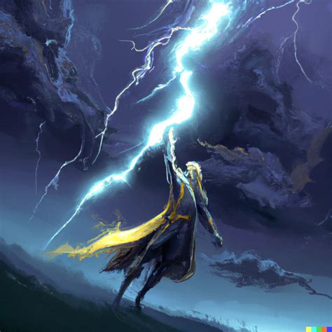 mage throwing a lightning bolt, bright, art station | DALL·E 2