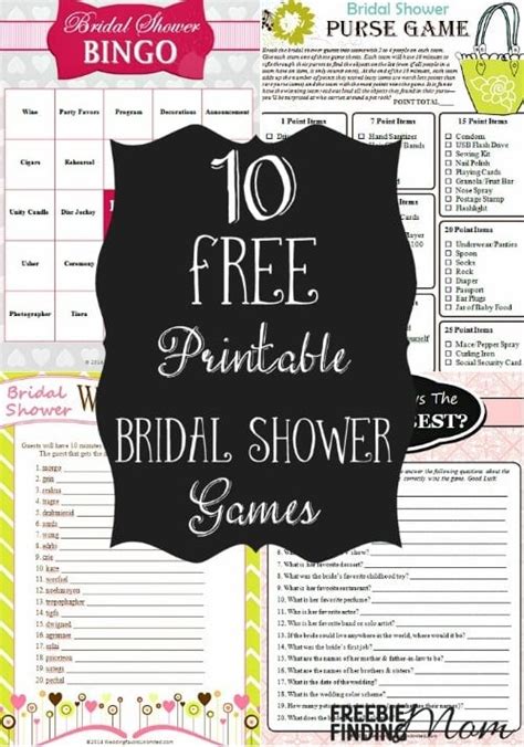 10 FREE Printable Bridal Shower Games