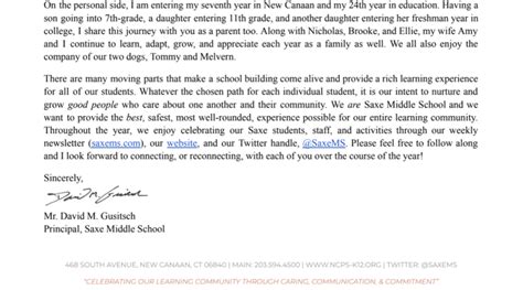 Welcome Back! A Message from Principal Gusitsch | Saxe Middle School