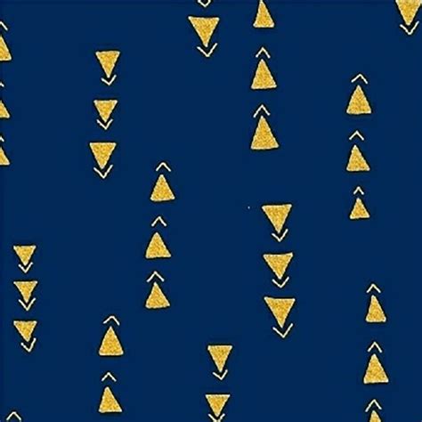 Juniper by Jessica VanDenburgh Points Navy Metallic Gold Geometric Triangles Cotton Fabric
