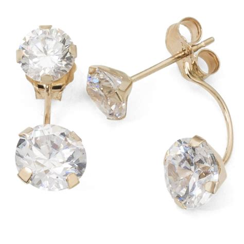 Brilliance Fine Jewelry - Simulated Diamond 10kt Gold Front to Back Illusion Earrings - Walmart ...