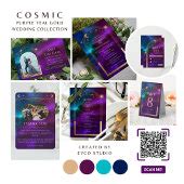 Cosmic Purple Teal Wedding Website RSVP QR Code Enclosure Card | Zazzle