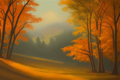 Old Time Oil Painting of Fall Scenery · Creative Fabrica