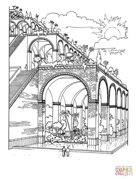 Hanging-gardens-of-babylon-coloring-page