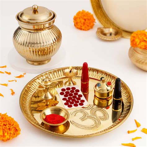 Buy/Send Karwa Chauth Puja Samagri With Om Puja Thali And Kalash Online | IGP | JVS1266975