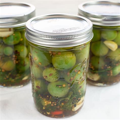 Pickled Green Cherry Tomatoes - Flour On My Face