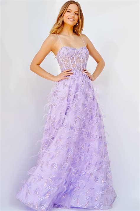 Jovani 24078 | Sweetheart Neck Beaded Lilac Dress