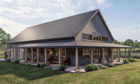 Plan 623113DJ: 1-Story Barndominium House Plan with Massive Wrap Around Porch - 2113 Sq Ft ...