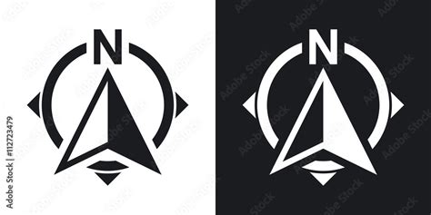 North direction compass icon, stock vector. Two-tone version on black and white background Stock ...