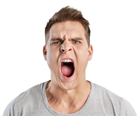 Premium Photo | Angry man screaming isolated on white