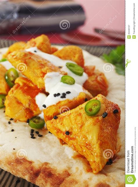 Chicken Curry Madras Naan Bread Indian Food Meal Stock Image - Image of ...