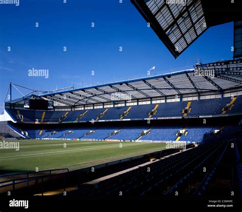 North Stand, Chelsea Football Stadium, Stamford Bridge, London. 10, 000 seater two tier stadium ...