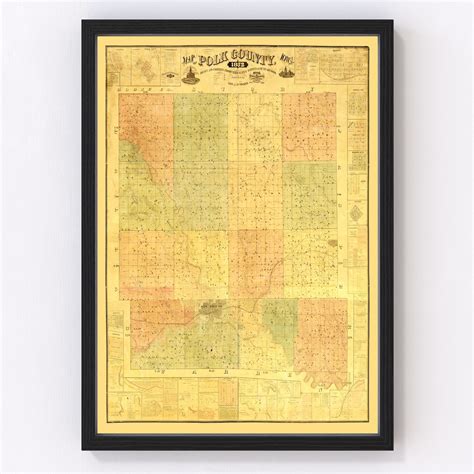 Vintage Map of Polk County, Iowa 1872 by Ted's Vintage Art