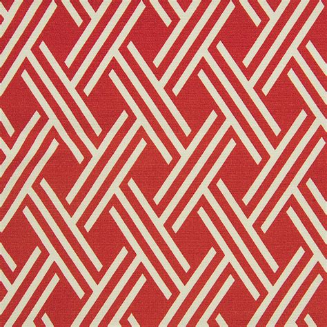 Rust Red Geometric Cotton Upholstery Fabric