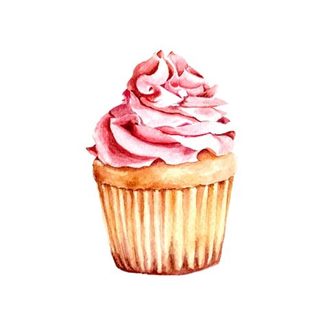 Watercolor cupcake Vector | Premium Download