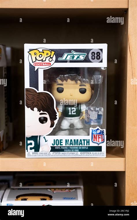 A Funko Pop figurine of Joe Namath. For sale at Newbury Comics, a store in the Danbury Fair Mall ...