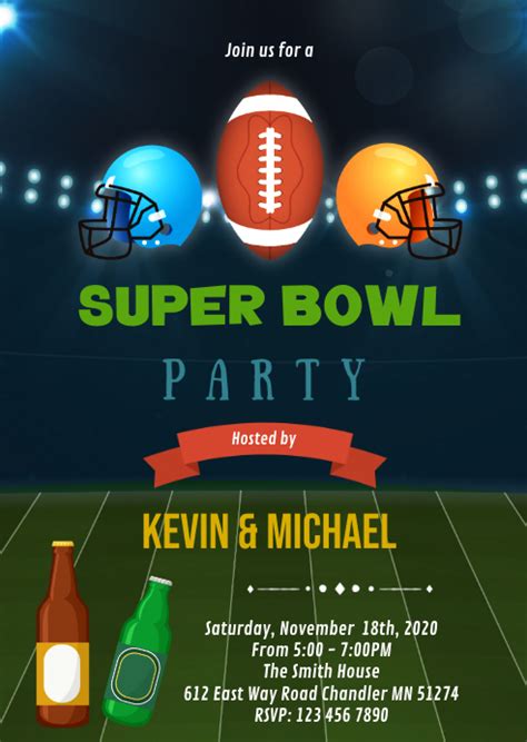 Super Bowl party invitation Template | PosterMyWall