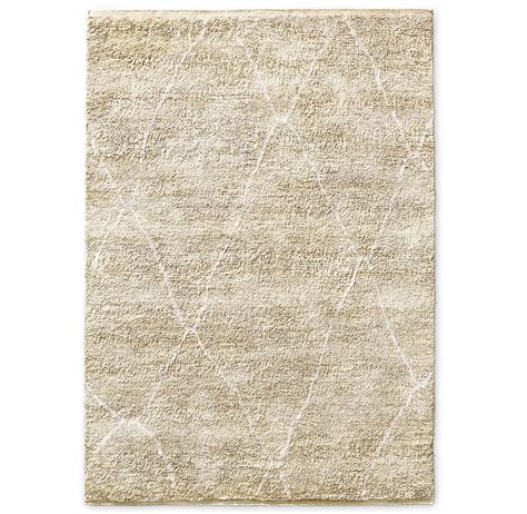 RH Rug | Beige Rug with White Lines | Wool Shag Rug