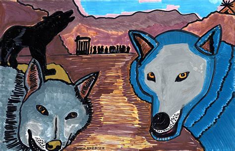 Blue Wolf Drawing by Don Koester - Pixels