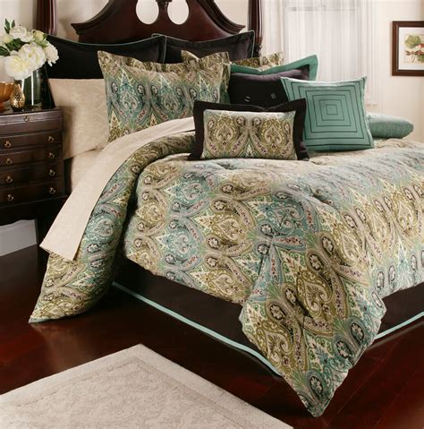 teal and brown bedding