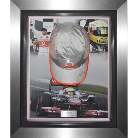 Lewis Hamilton Signed Cap Framed in a Dome