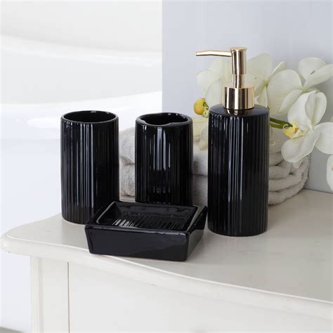 Mainstays 4-Piece Ceramic Bath Accessory Set, Black - Walmart.com