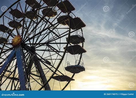 Ferris Wheel Funfair Sunset Stock Image - Image of atlantic, silhouette: 260174075