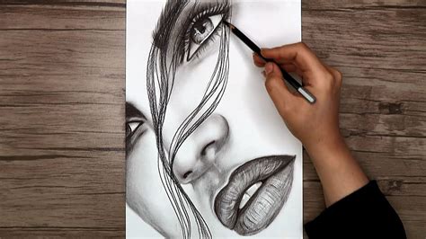 How to Draw a Realistic Face with Pencil | Girl Face Drawing Step by ...