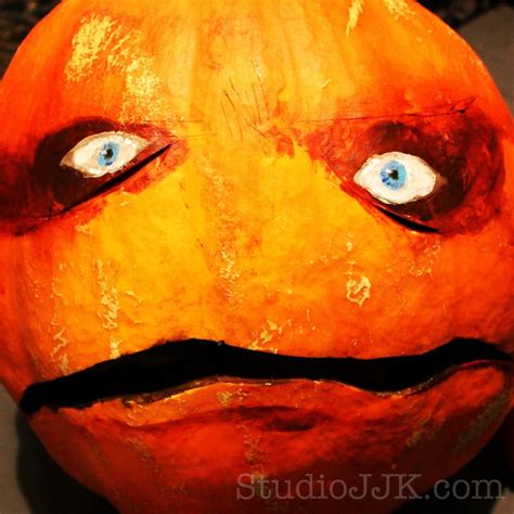 This Halloween I carved mouths into the pumpkins and painted the eyes ...