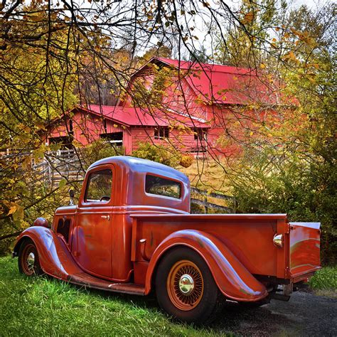 Old Ford Pickup Truck at the Barn Photograph by Debra and Dave Vanderlaan