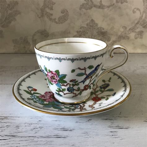 Vintage Aynsley Tea Cup and Saucer, Pembroke, Fine Bone China, Birds ...