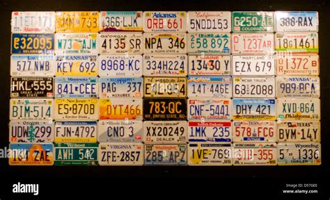 License plates from states in the USA Stock Photo - Alamy