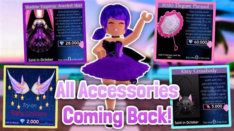 ALL ACCESSORIES COMING BACK To ROYALE HIGH! Royale High Info - YouTube