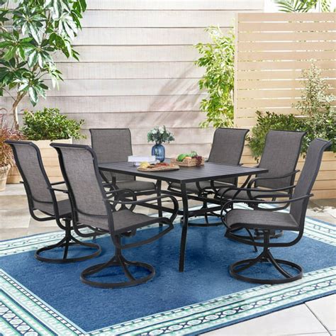 MF Studio 7 Pieces Outdoor Patio Dining Sets, 6 Pieces Patio Swivel ...